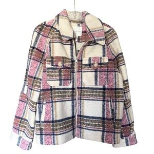 Avec Les Filles Pink Plaid Shacket Jacket
